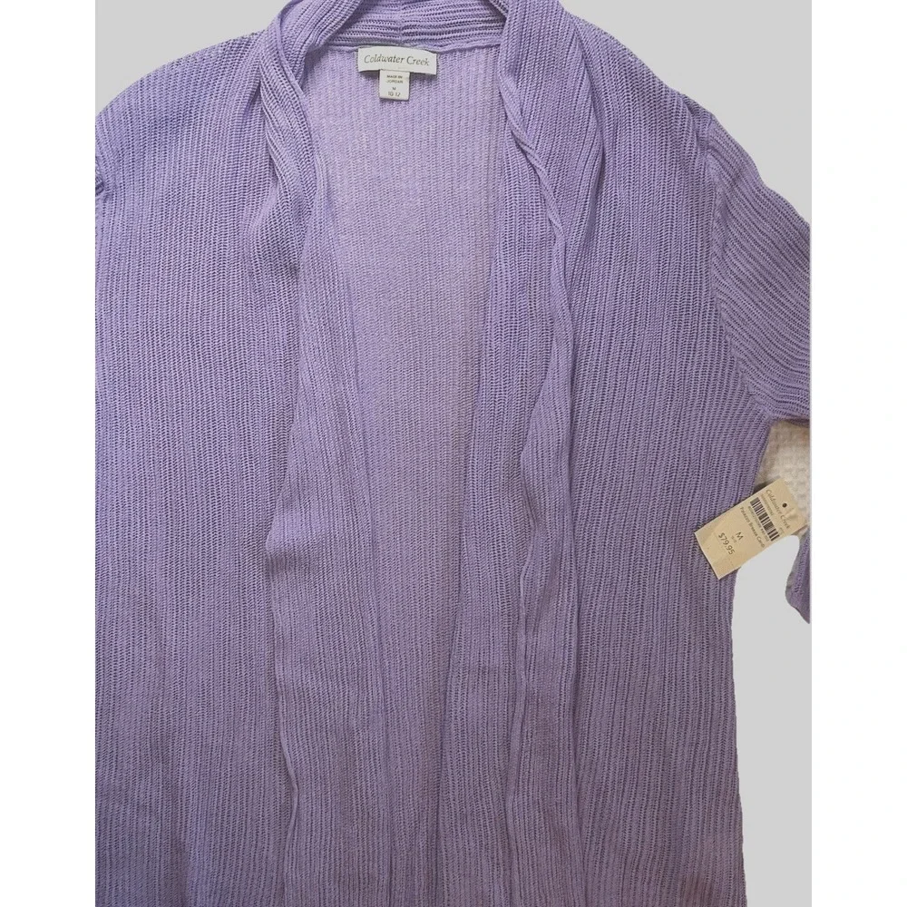 Coldwater Creek NEW Open Front Cardi Purple Women's Medium 10/12 Spring Easter